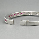 Estate 14K W Gold 3.22ctw Ruby & 1.04ctw Diamond Bangle Bracelet