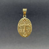 Estate 14K Y Gold 28.6mm Oval Greek Cross Pendant