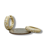 14K Y Gold 0.34ctw G/SI1 Brushed Finish Pave Set Diamond Hoop Earrings