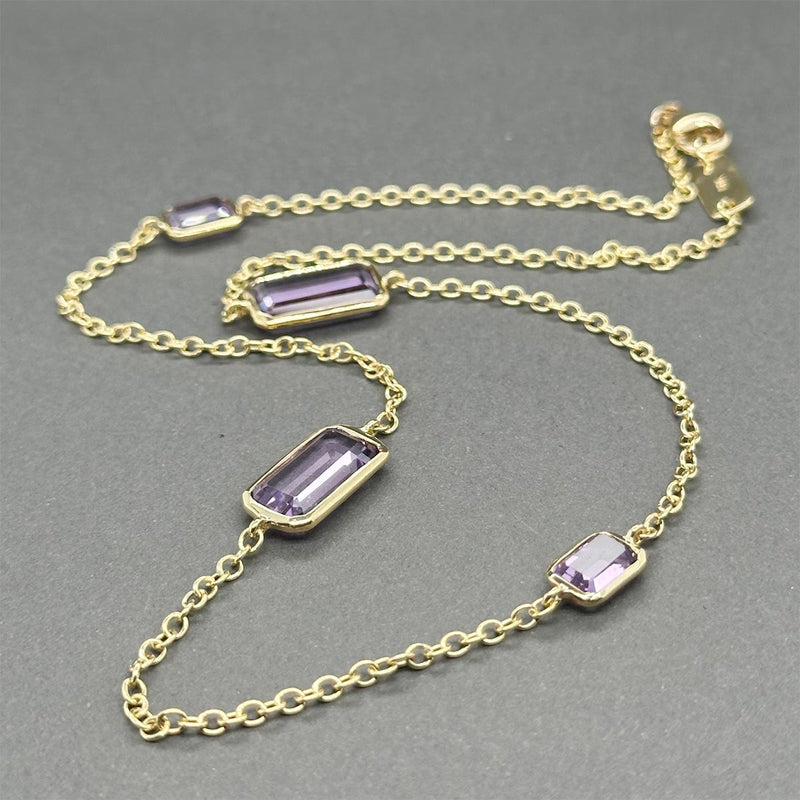 Estate Ippolita 18K Y Gold 6.48ctw Amethyst Rock Candy Station Necklace