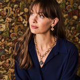 Brass YGP Labradorite Berry Clover Double Sided Pendant