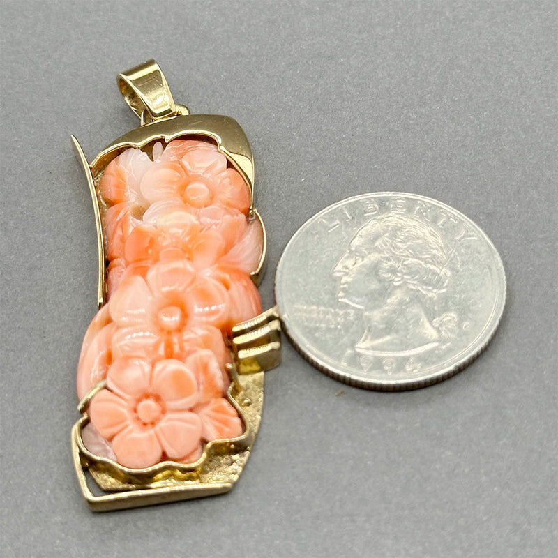 Estate 14K Y Gold 35.40ct Rhodochrosite Flower Pendant