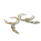 18K Y Gold 0.50ctw G/SI1 Hoop Earrings with Diamond Drop