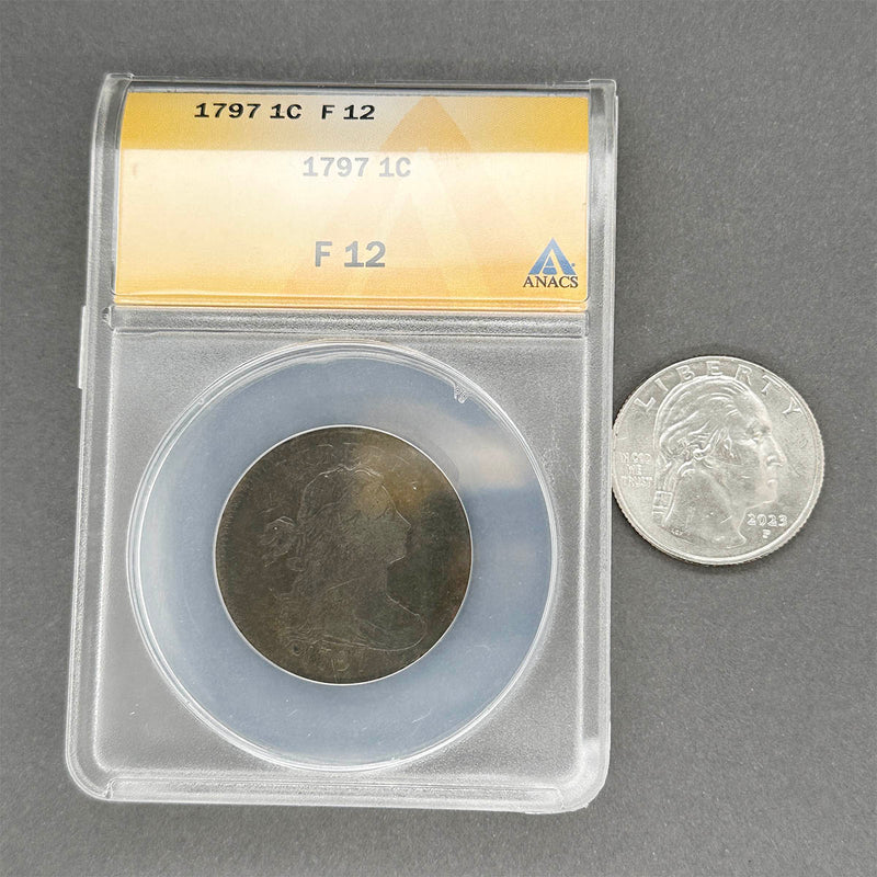 Estate Copper 1797 1 Cent Draped Bust Coin NAACS-F12