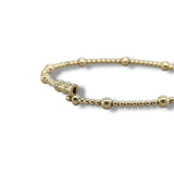 14K Y Gold 2mm Beaded Bangle Bracelet with Lock Clasp