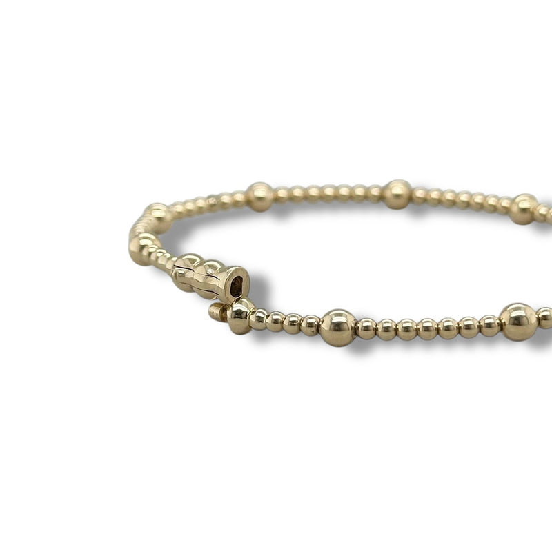 14K Y Gold 2mm Beaded Bangle Bracelet with Lock Clasp