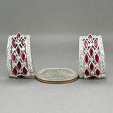 Estate 18K W Gold 2.40ctw Garnet & 1.57ctw Diamond Earrings