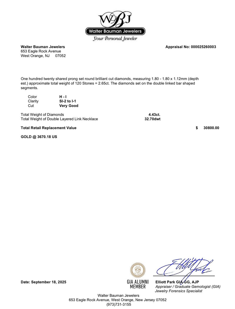 Estate 14K W Gold 4.43ctw Diamond Link Necklace