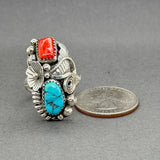 Estate SS Turquoise & Coral Southwest Ring