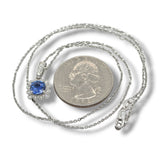14K W Gold 0.12ctw H/SI1 Diamond and 0.99ctw Halo Sapphire Pendant