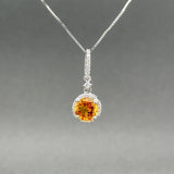 Estate 14K W Gold 0.70ct Citrine & 0.06ctw Diamond Pendant