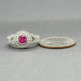 Estate 14K W Gold 0.46ct Ruby & 0.42ctw Diamond Ring
