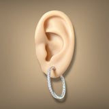 Estate 14K W Gold 0.51ctw Diamond In/Out Hoop Earrings