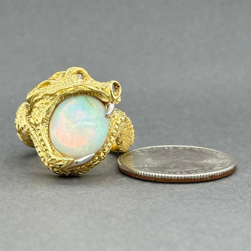 Estate 18K Y Gold 4.61ct Opal Dragon Ring