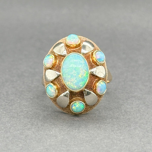 Estate Retro 14K TT Gold 2.09ctw Opal Ring