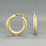Estate 18K Y Gold 21.4mm Stepped Hoop Earrings