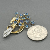 Estate 18K Y Gold & Plat 4.17ctw Sapphire & Diamond Brooch