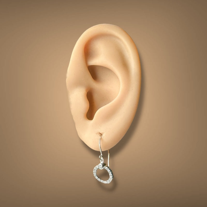 Estate 14K W Gold 0.10ctw Diamond Circle Drop Earrings