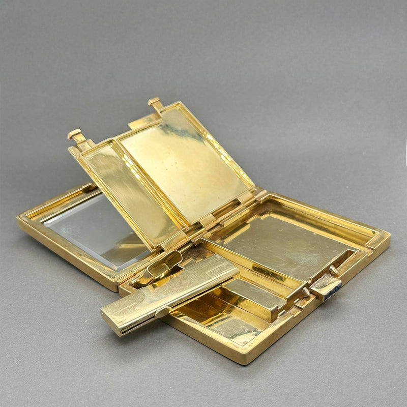 Estate Antique Cartier 18K Y Gold 0.74ctw Sapphire Makeup Compact