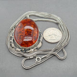 Estate SS Amber Pendant
