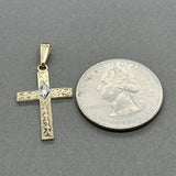 Estate 14K TT Gold 0.02ct I/SI2 Diamond Cross Pendant