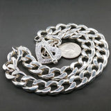 Estate SS CZ Heart 20” Curblink Chain