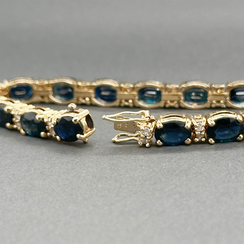 Estate 14K Y Gold 34.56ctw Sapphire & 0.84ctw Diamond Bracelet