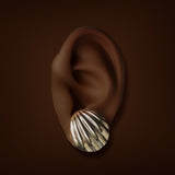 Estate 14K Y Gold Shell Dome Earrings