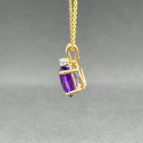 Estate 14K Y Gold 2.18ct Amethyst & 0.03ct Diamond Pendant