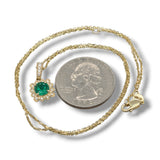 14K Y Gold 0.12ctw H/SI1 Diamond and 0.72ctw Halo Emerald Pendant