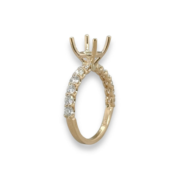 14K Y Gold 0.75ctw G/I1 12 Stone Diamond Mounting