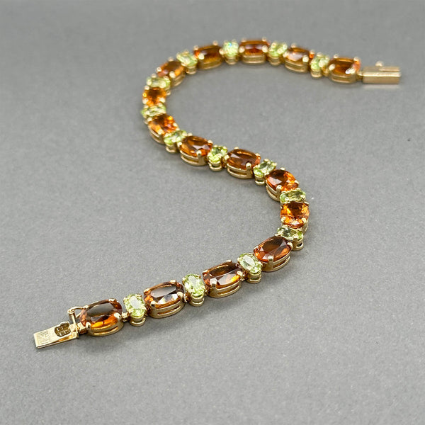 Estate 14K Y Gold 13.26ctw Citrine & Peridot Line Bracelet
