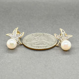 Estate 14K Y Gold 0.01ctw K/I2 Diamond & Pearl Starfish Earrings