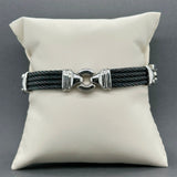 Estate Charriol Steel & 18K W Gold Cable Bracelet