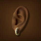 14K Y Gold 0.34ctw G/SI1 Brushed Finish Pave Set Diamond Hoop Earrings