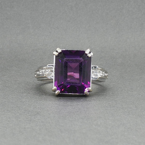 Estate 18K W Gold 5.49ct Amethyst & 0.04ctw Diamond Cocktail Ring