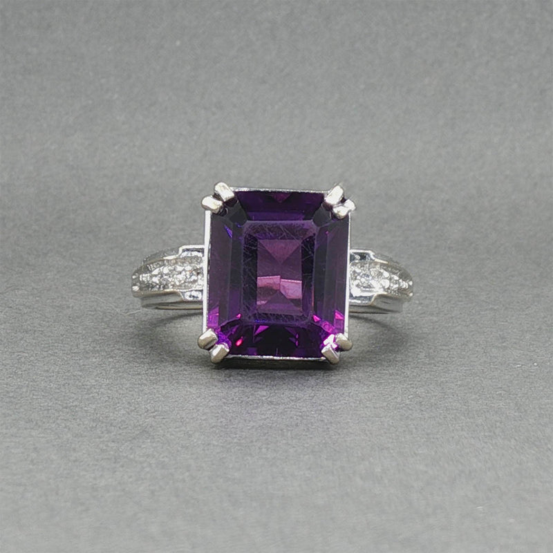 Estate 18K W Gold 5.49ct Amethyst & 0.04ctw Diamond Cocktail Ring
