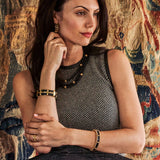 Brass YGP  Teak Wood Berry Small Hinged Bangle