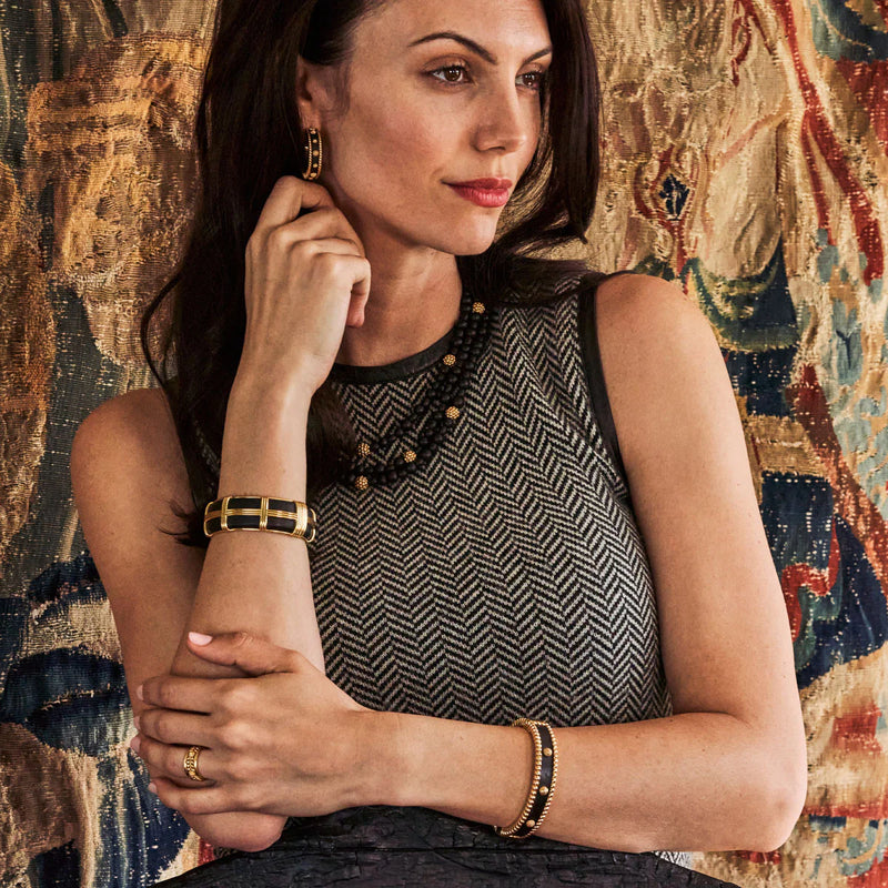 Brass YGP  Teak Wood Berry Small Hinged Bangle