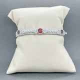 Estate Judith Ripka SS Red CZ Bangle Bracelet