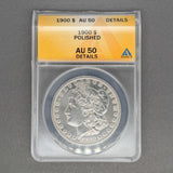Estate 0.9 Silver 1900 US Morgan Dollar ANACS AU 50 Details Polished