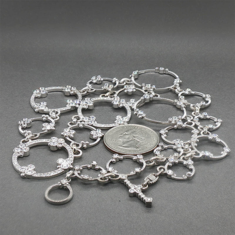 Estate Judith Ripka 18K W Gold 5.80ctw Diamond Garland Circle Necklace