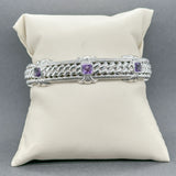 Estate Judith Ripka SS Amethyst Cuff Bracelet