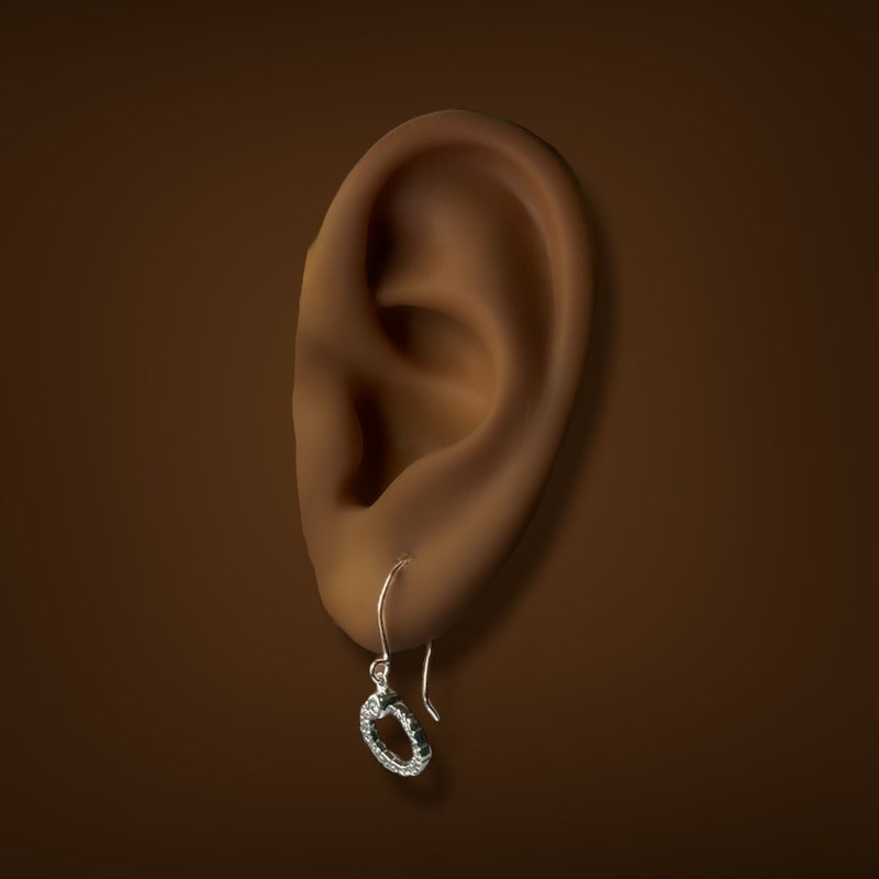 Estate 14K W Gold 0.10ctw Diamond Circle Drop Earrings