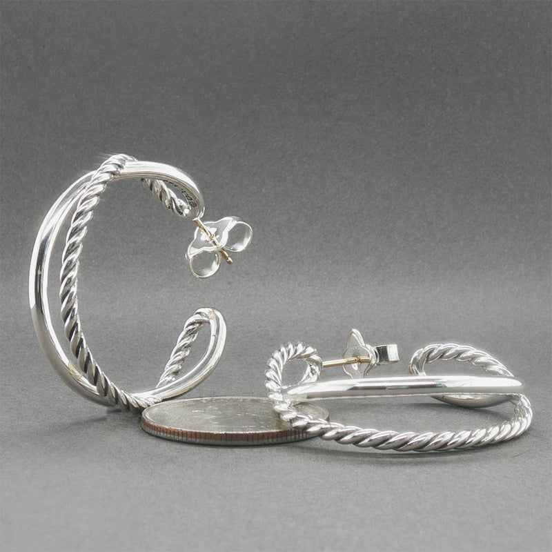 Estate David Yurman SS Crossover Hoop Earrings