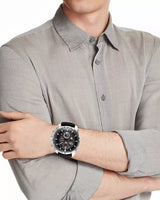 Chronographe Seiko pour homme avec bracelet en silicone noir SSB325