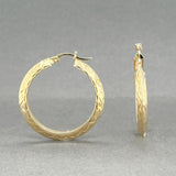 Estate 14K Y Gold 30.3mm Chevron Hoop Earrings