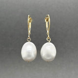 Estate 14K Y Gold Grey Freshwater Pearl Drop Earrings