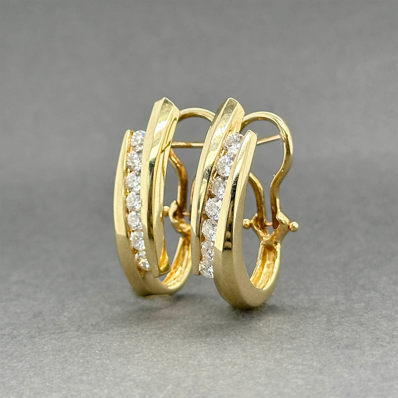Estate 14K Y Gold 1.10ctw Diamond J Hoop Earrings