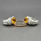 Estate Judith Ripka SS Citrine & CZ J Hoop Earrings